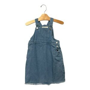 The Red League Girl's Overall Dress Size 6 Blue Chambray Casual